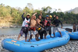Team Paddle Nepal celebrates winning the rafting event at the Himalayan Whitewater Challenge in November 2007 — an early sign of what was still to come.